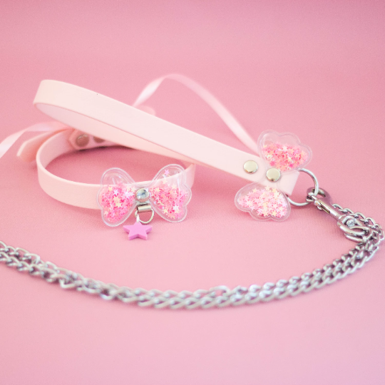 Matching Sequin Bow Collar & Leash Set